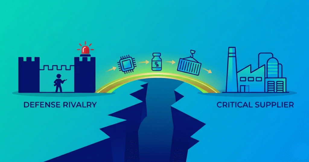 Infographic showcasing a huge divide between defense rivalry and critical supplier